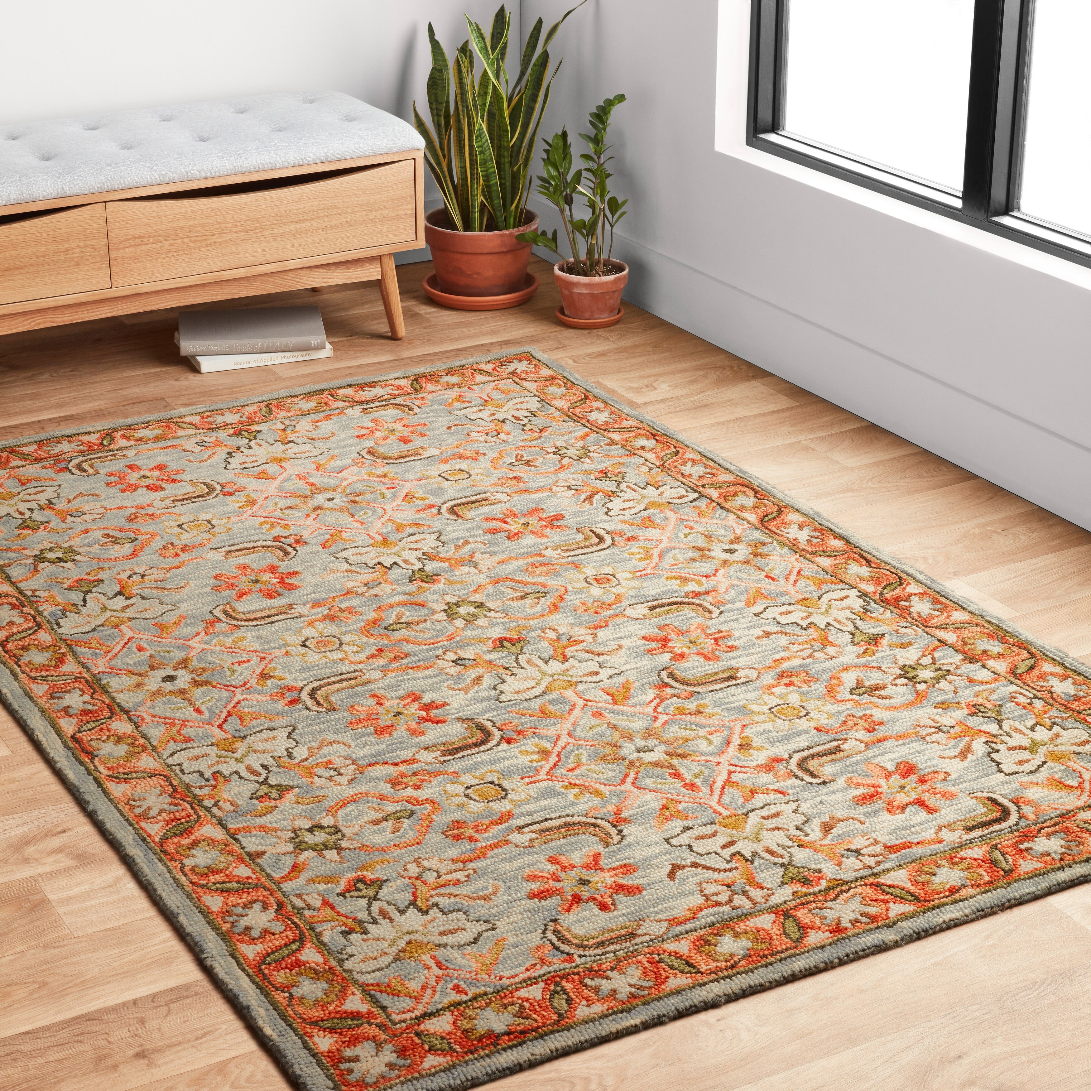 Alexander Home Madaline Traditional Floral Hand-Hooked 100% Wool