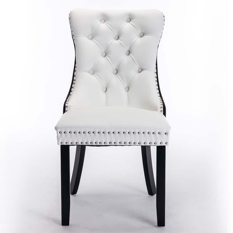 High-end Tufted Solid Wood Contemporary PU and Velvet Upholstered Dining Chair