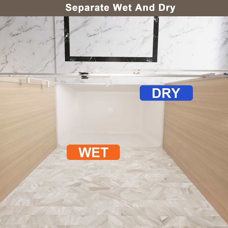 60 "W x 60" H Frameless Single Sliding Shower Door with Stainless Steel Handle - 60'' x 0.38'' x 60''