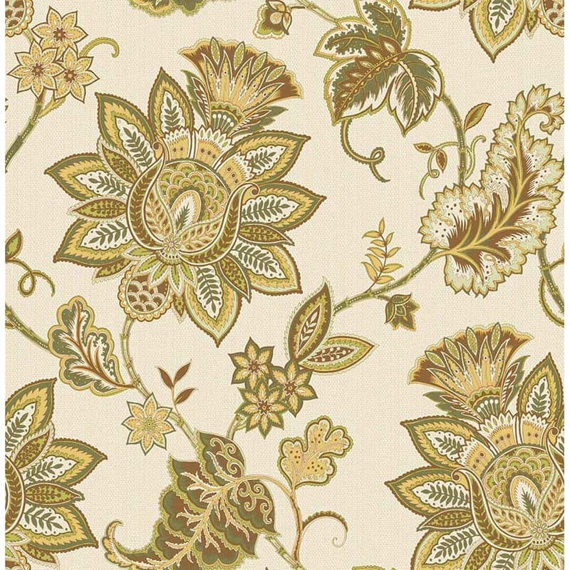 Seabrook Designs Annette Paisley Unpasted Wallpaper - 20.5 in. W x 33 ft. L - Metallic Buttercup & Cream