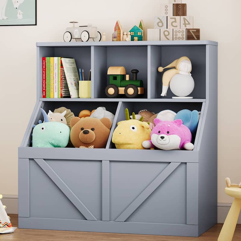 Kids Bookshelf and Toy Storage Cabinet for Playroom