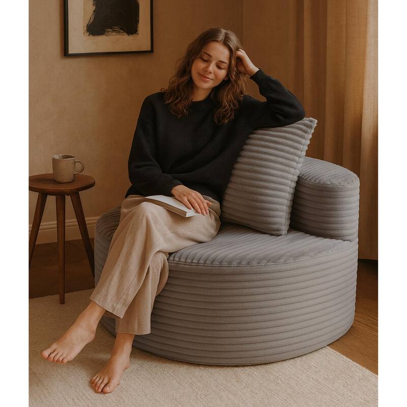 Corduroy Fabric Compressed Sofa:Moon Bay,No Assembly Required