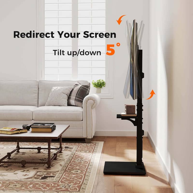 Costway Floor TV Stand with Power Outlet Height Adjustable Tall TV - See Details
