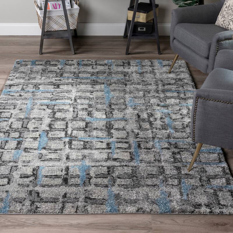 Addison Plano Modern Crosshatch GREY Area Rug