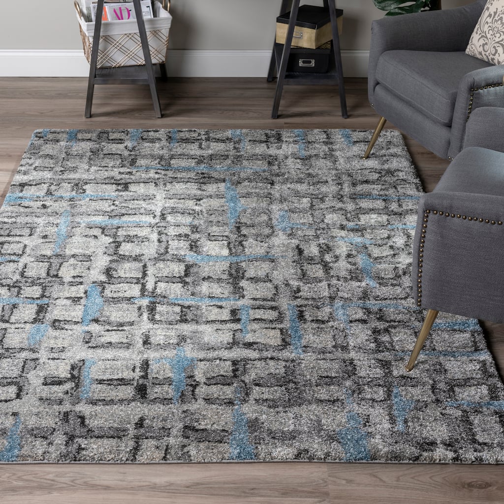 Addison Plano Modern Crosshatch GREY Area Rug
