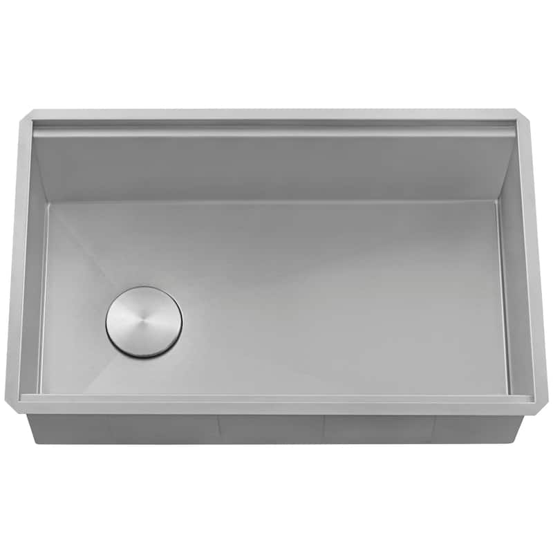 Ruvati 27-inch Workstation Slope Bottom Offset Drain Undermount 16 Gauge Kitchen Sink - RVH8573 - 27 x 19