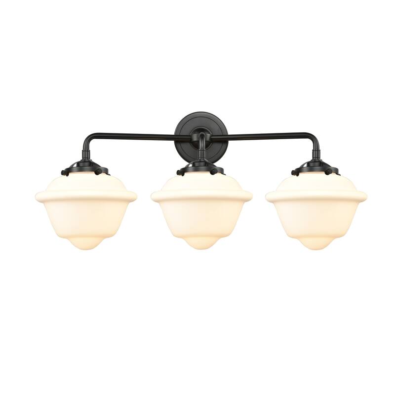Innovations Lighting Small Oxford 3 Light 26" Wide Bathroom Vanity - Oil Rubbed Bronze / Matte White Cased