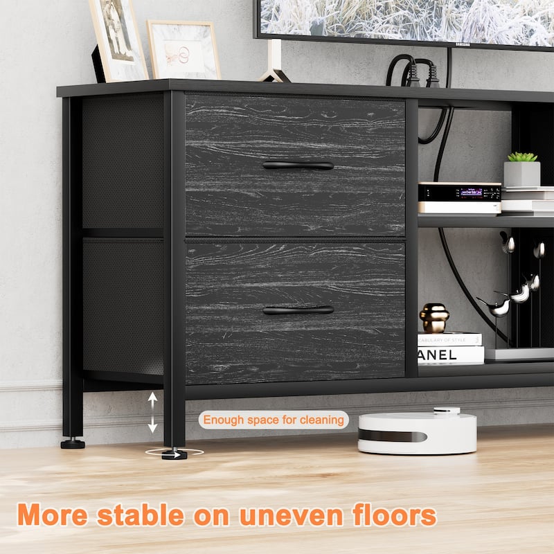 4 Drawer Dresser Fabric TV Stand Charging Station Chests of Drawers