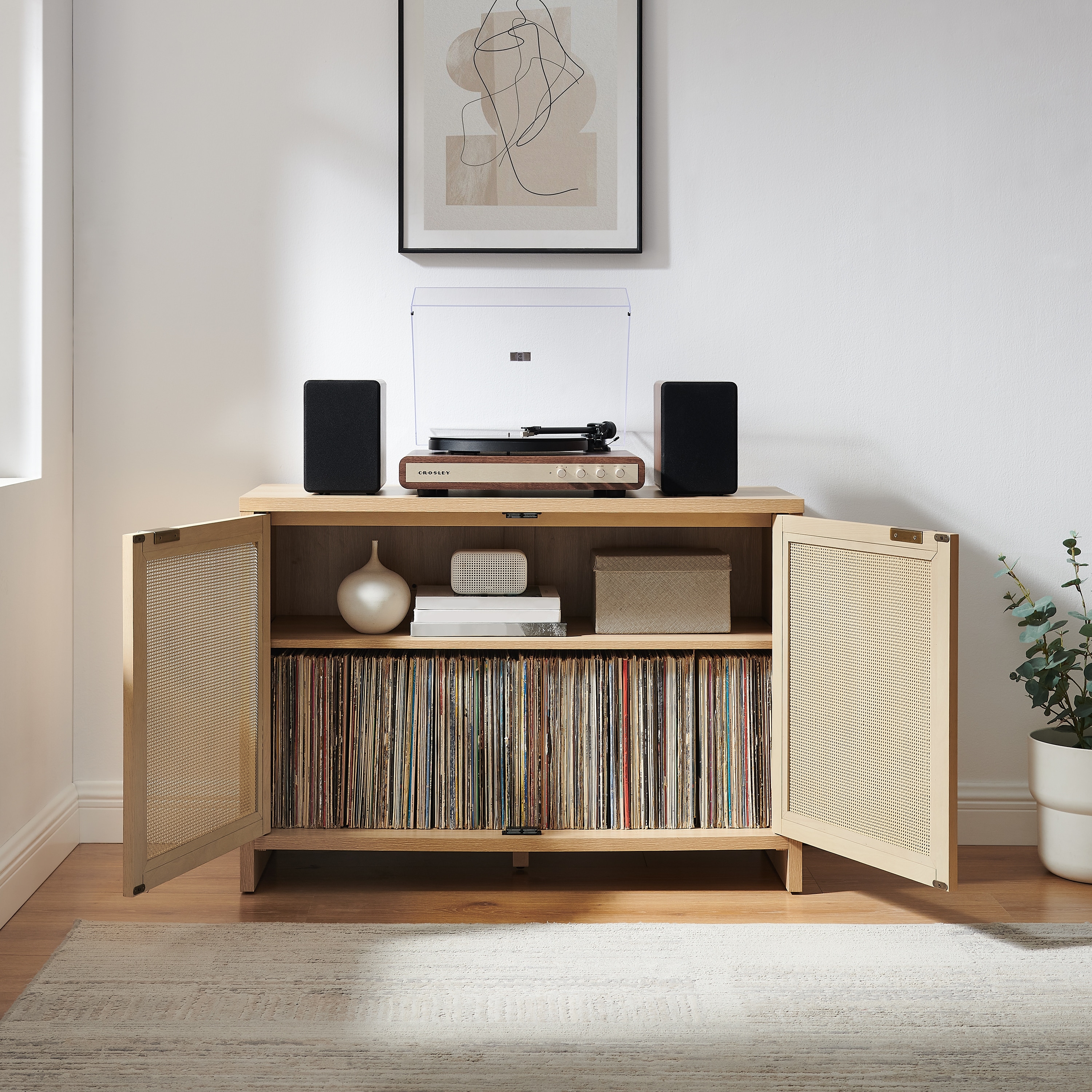 Crosley Kenji Record Player Cabinet With Vinyl Storage - Overstock