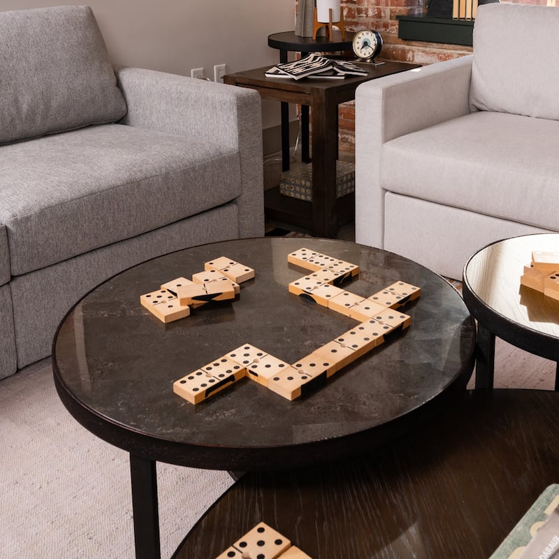 Homestyles Carmen Brown Wood Small Round Bunching Coffee Table - 30" x 17" x 30"