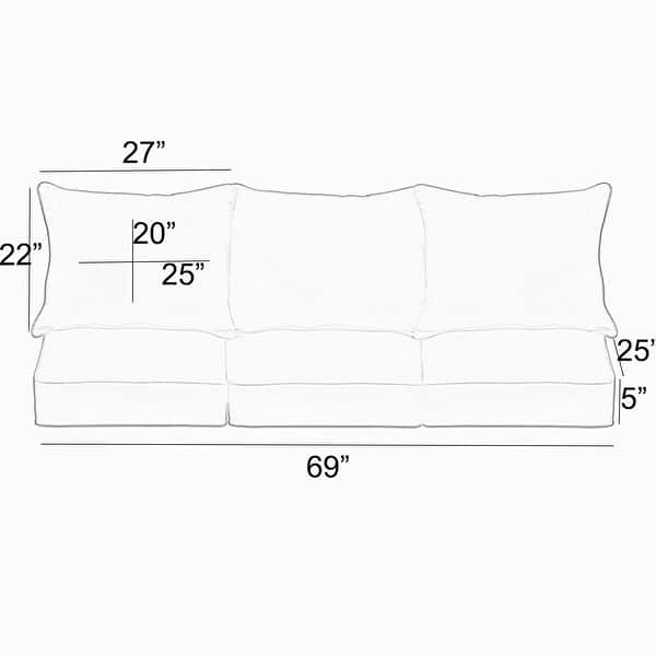 23 in x 25 in x 5 in Deep Seating Sofa Pillow and Cushion Set Corded