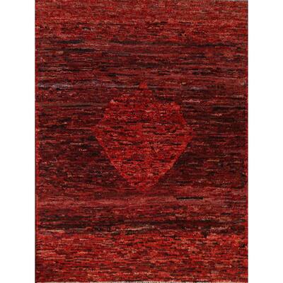 Geometric Red Moroccan Oriental Rug Handmade Wool Carpet - 4'10" x 6'1"