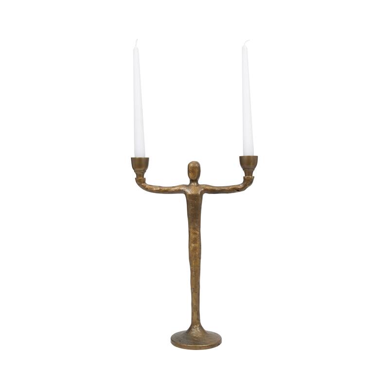 Sagebrook Home Vintage Glam Gold Metal 2 Taper Candelabra Novelty Candle Holders