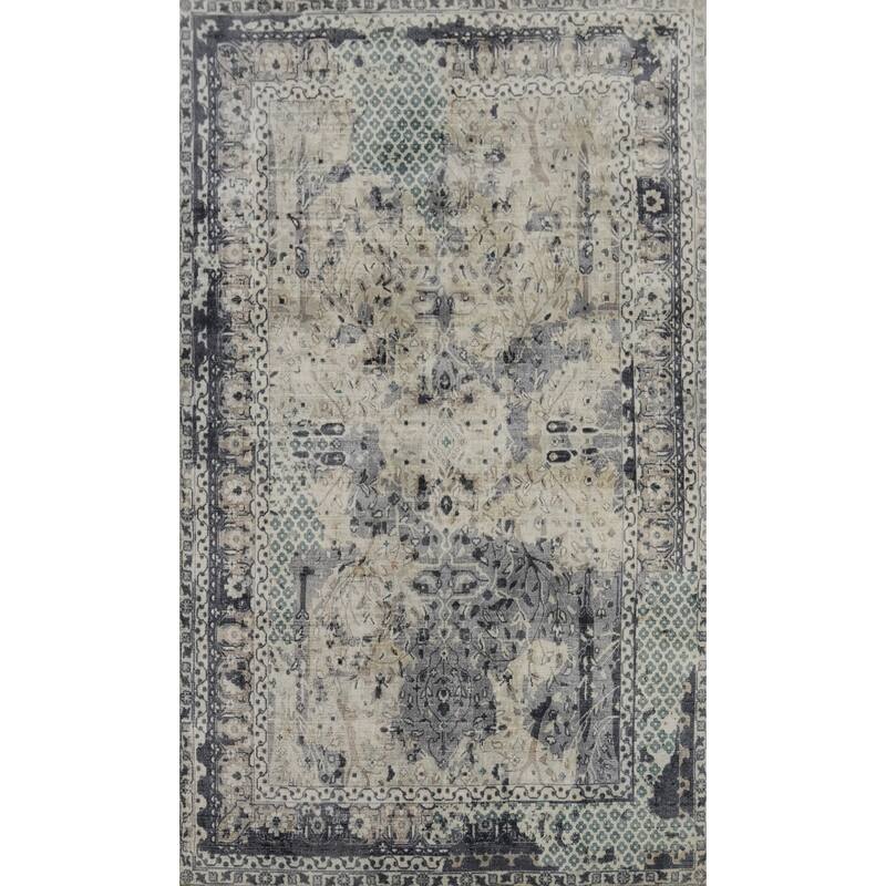 Hand-knotted Modern Silk Multi-Colored Abstract Oriental Area Rug - 7' 11'' X 4' 10''