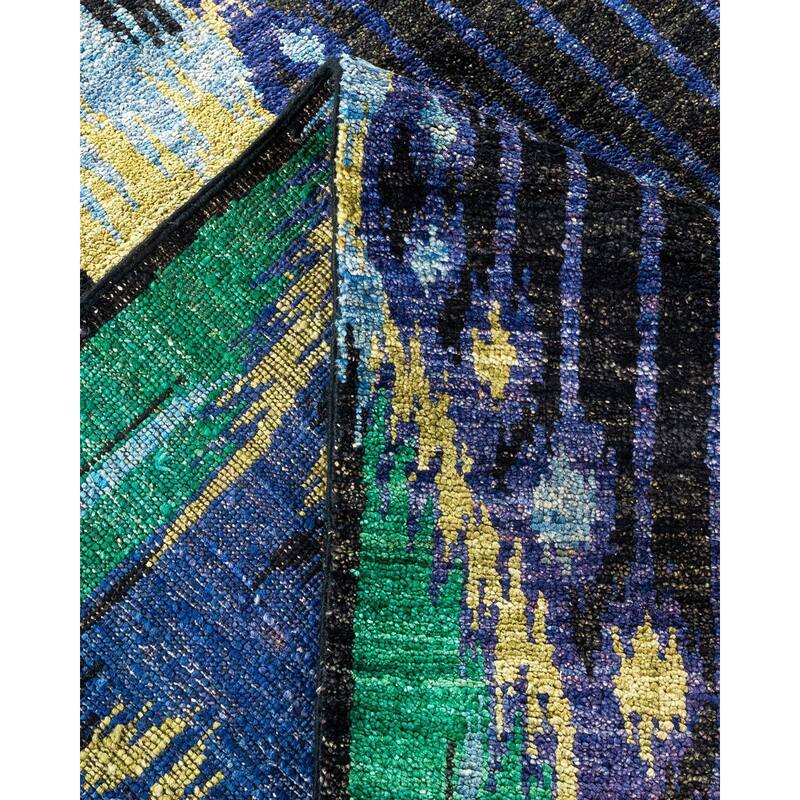 Overton Handknotted Wool Vintage Inspired Contemporary Modern Black Square Area Rug - 12' 5" x 11' 10"