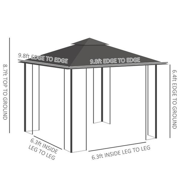 Outsunny 10' x 10' Steel Fabric Rectangle Outdoor Gazebo with Mesh ...
