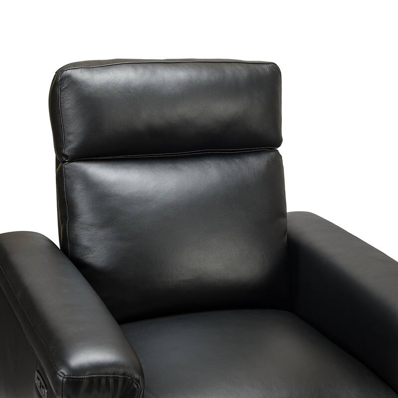 Alicia 34.65" Wide Contemporary Classic Genuine Leather Power Recliner With USB Port