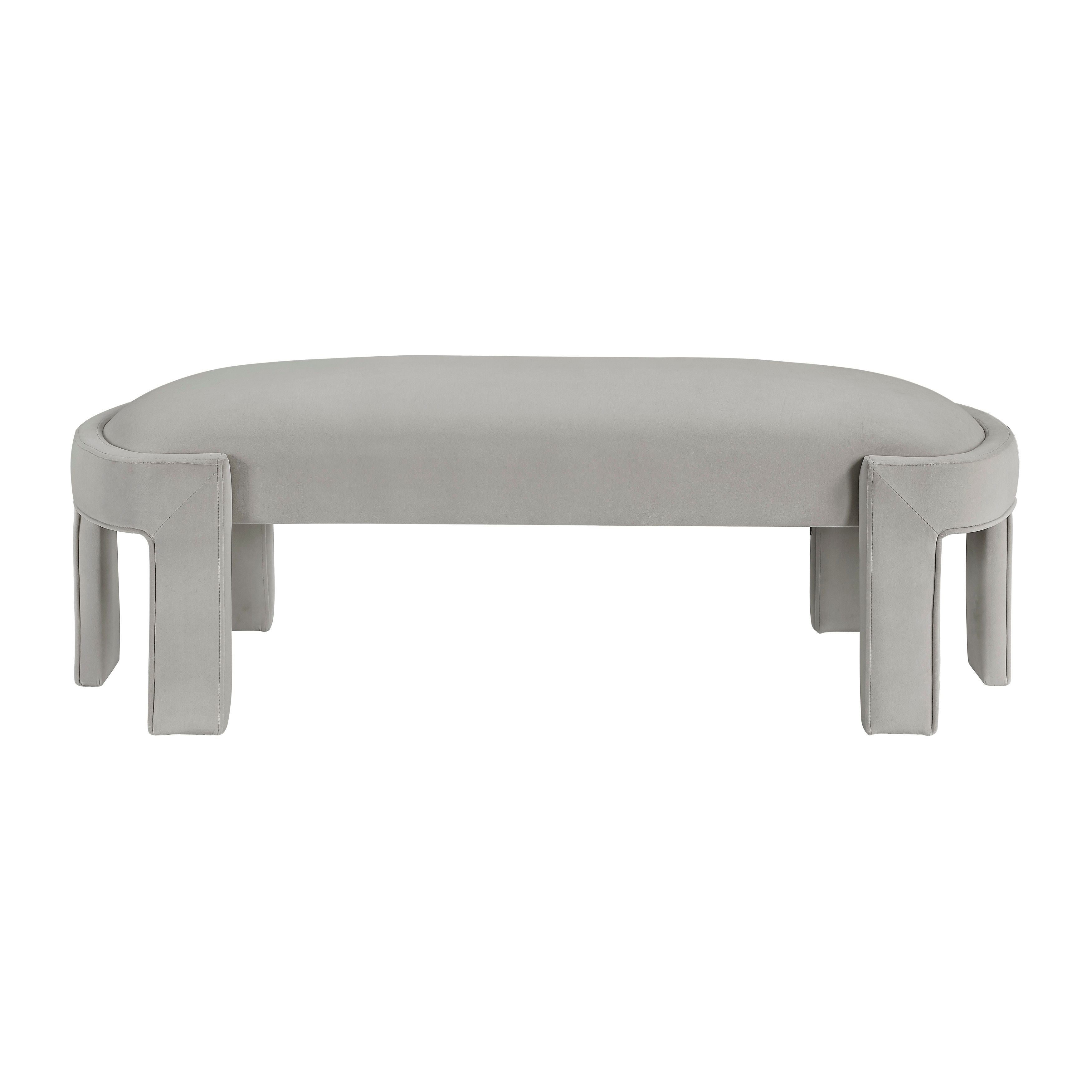 Upholstered Bench With Taupe Velvet Fabric Foam Cushioned Seat And Plywood Frame