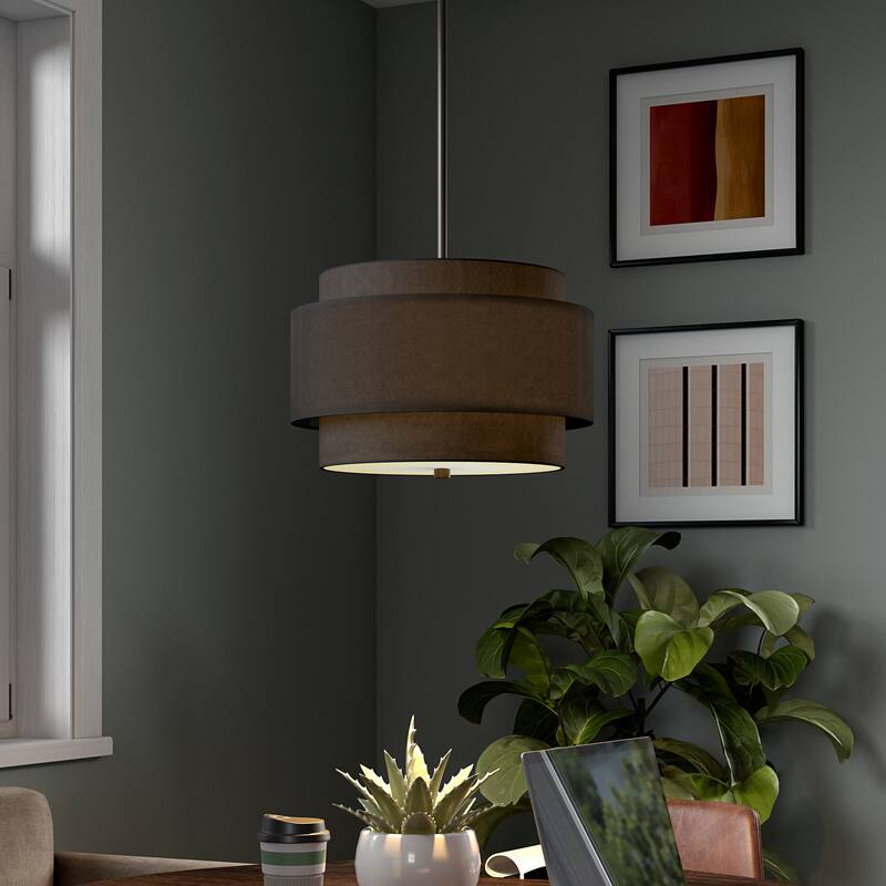 Solomon 16" Wide 2-Light Pendant with Tiered Fabric Shade - 16" Wide