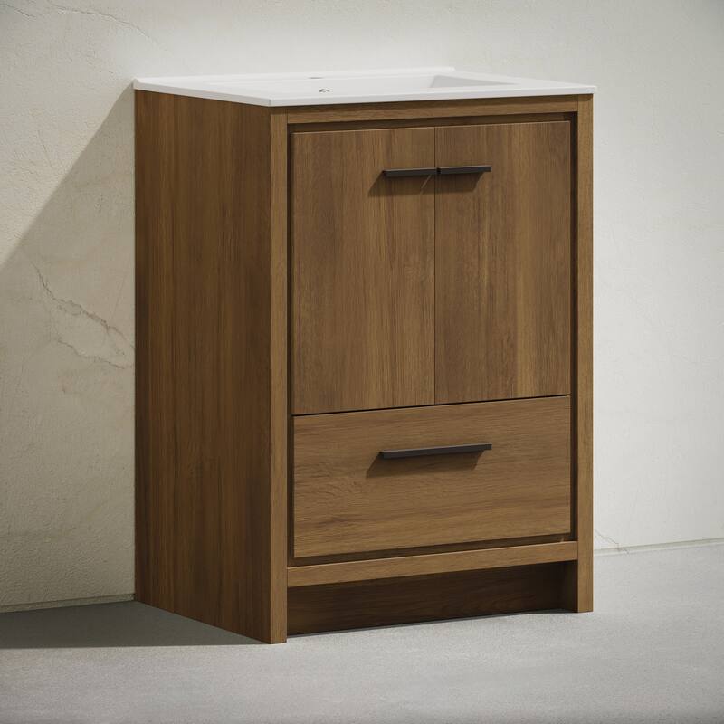 Virage 24" Freestanding Bathroom Vanity In Brown Oak With Sink Top - 24