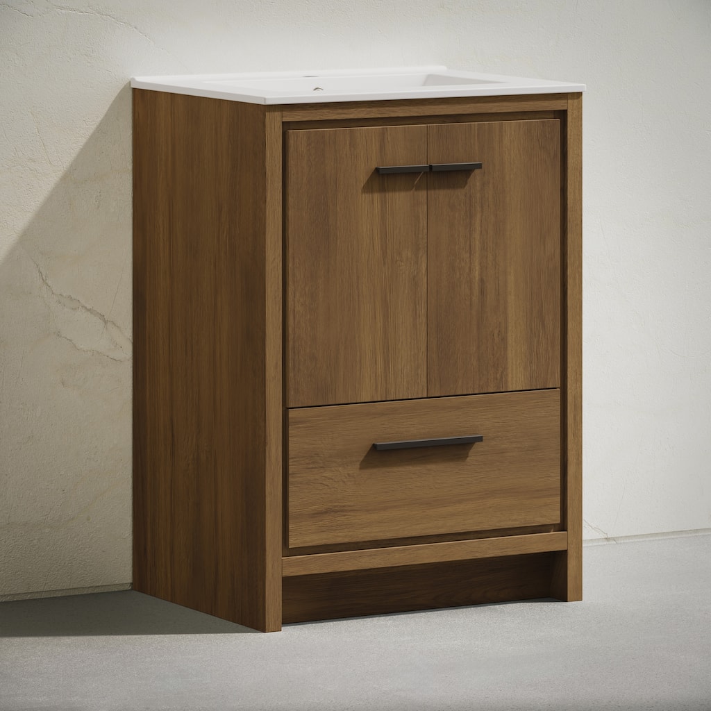 Virage 24" Freestanding Bathroom Vanity In Brown Oak With Sink Top - 24
