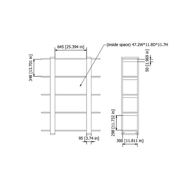 Heon Modern Walnut 5-Tier Display Bookshelf by Furniture of America