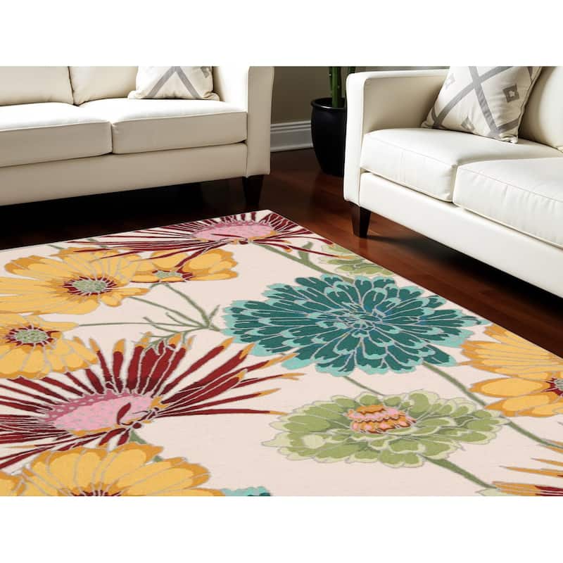 Gazip Floral Traditional Stain Resistant Area Rug By HomeRoots - 90' X '60' X '0.5 - 90' X '60' X '0.5 - Orange - Rectangle