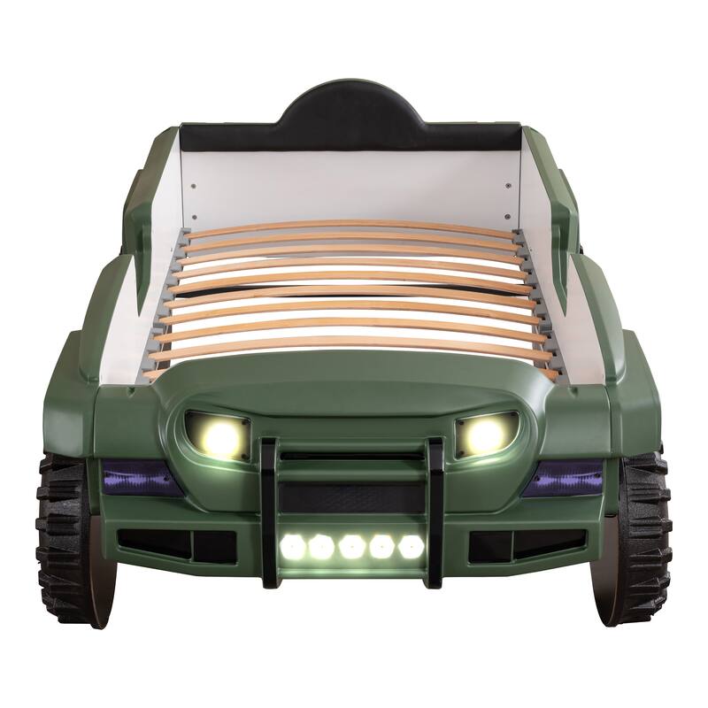 Zemo Novelty Twin Faux Leather Upholstered Off-Road SUV Kid Bed with Light and Sound Functions by Furniture of America