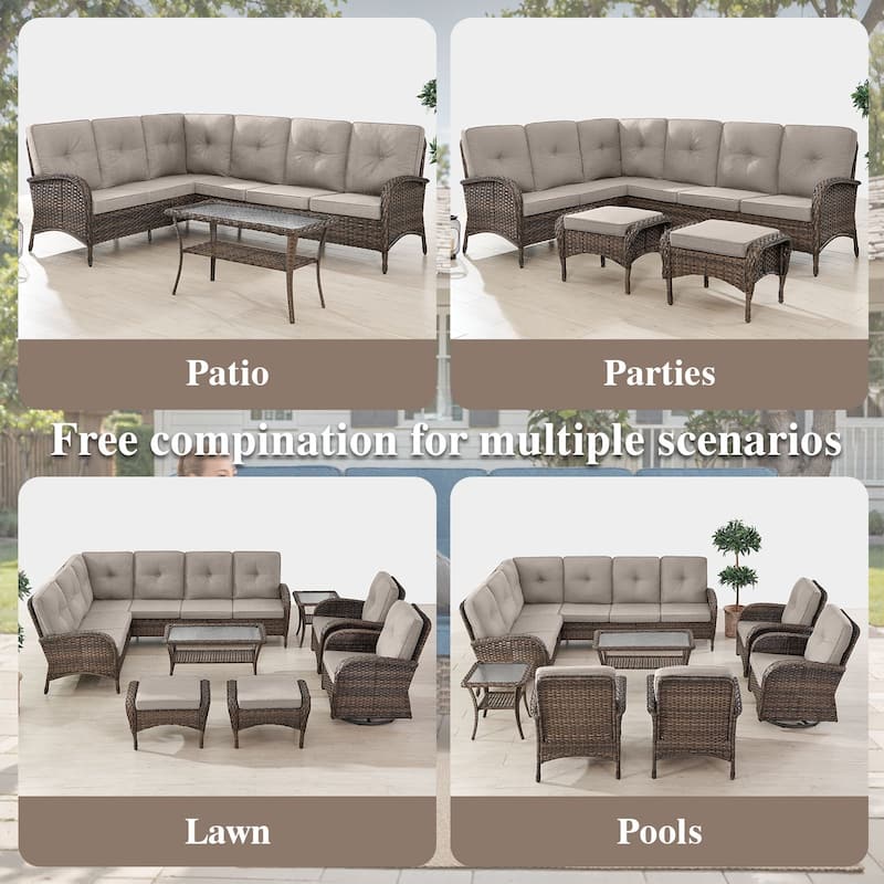 Outdoor Sectional Sofa with Cushion Funiture Set