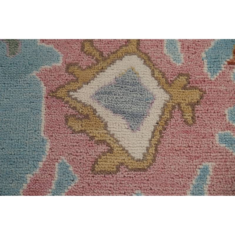 Light Blue Oushak Oriental Area Rug Handmade Floral Wool Carpet - 9'0"x 11'10"