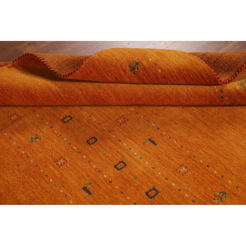 Hand Knotted Oriental 100% Wool Carpet Tribal Tribal Oranges & Rust Gabbeh Area Rug - 7' 7'' X 5' 0''