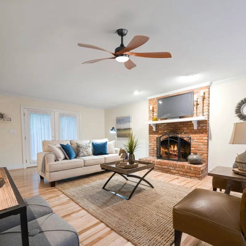 52 Inch Ceiling Fan with Light and Remote for Living Room Bedroom Dining Room Patio Farmhouse - 52 Inches