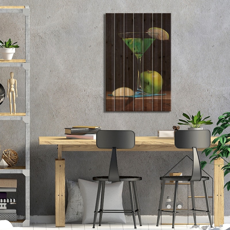 Sour Apple Martini Print On Wood by Todd M. Casey - Multi-Color