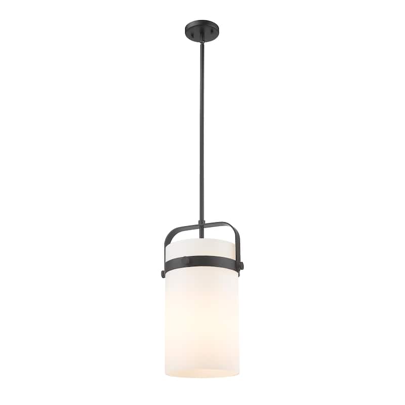 Innovations Lighting Pilaster - 1 Light 8" Stem Hung Pendant - Matte White/Matte Black