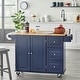 preview thumbnail 5 of 19, Simple Living 3-drawer Drop Leaf Kitchen Cart Indigo Blue