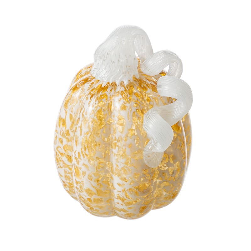 Glitzhome Fall Harvest Amber Dots Glass Pumpkin Thanksgiving Decorating