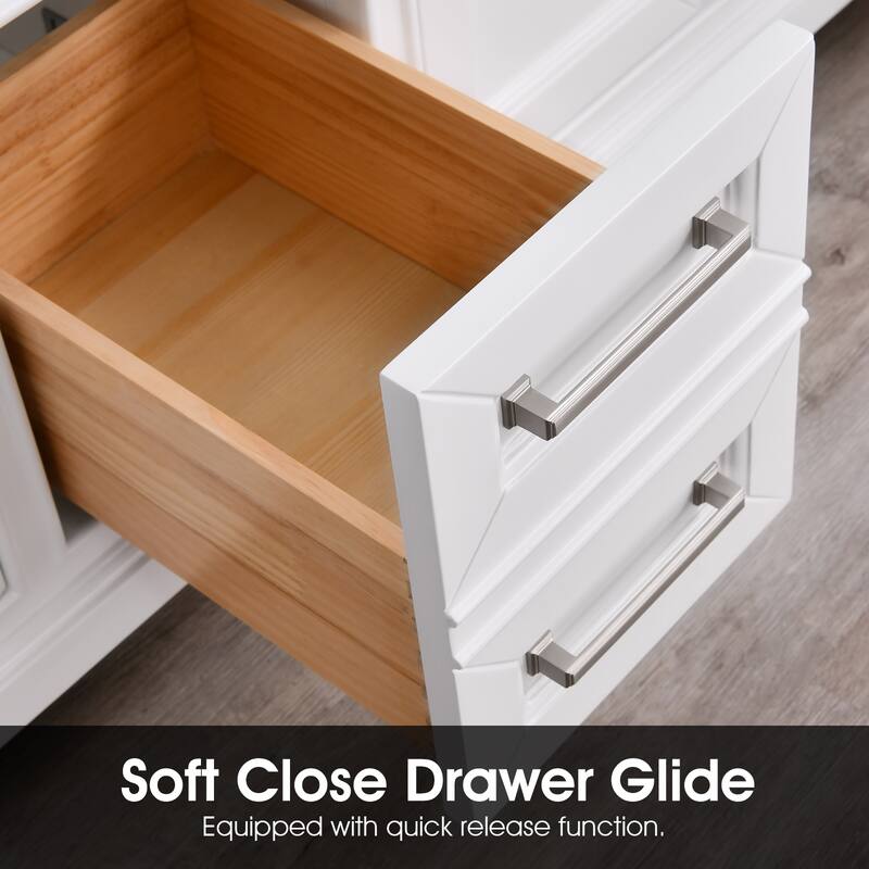 84 inch Freestanding Bath Vanities with Quartz Stone Counter Top Undermount Sink