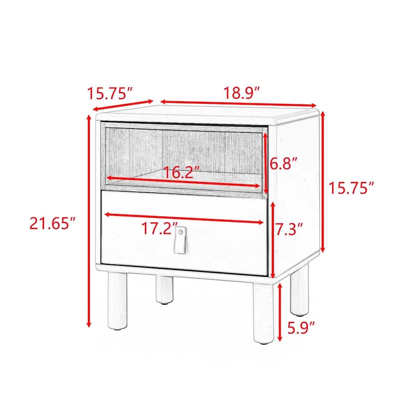Single Drawer Bedside Table, Modern Wooden Style Bedside Table