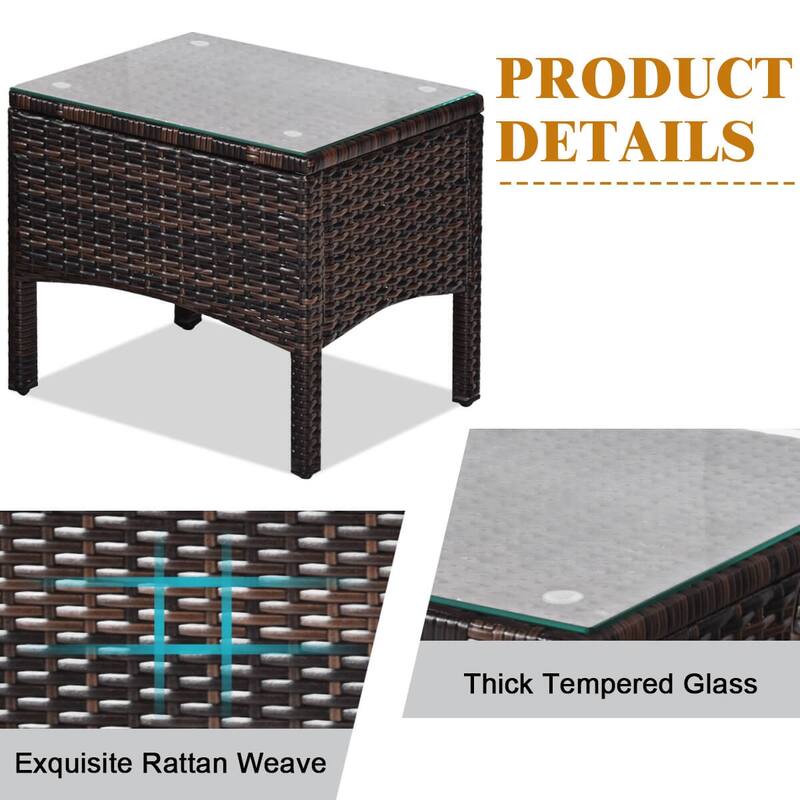 Costway 3 PCS Patio PE Wicker Furniture Set with Cushions and Tempered - See Details