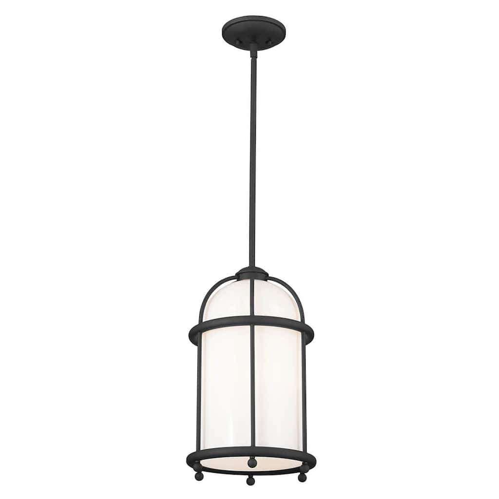 Kichler Lighting Topiary 10 inch 1-Light Pendant Textured Black with Opal Glass