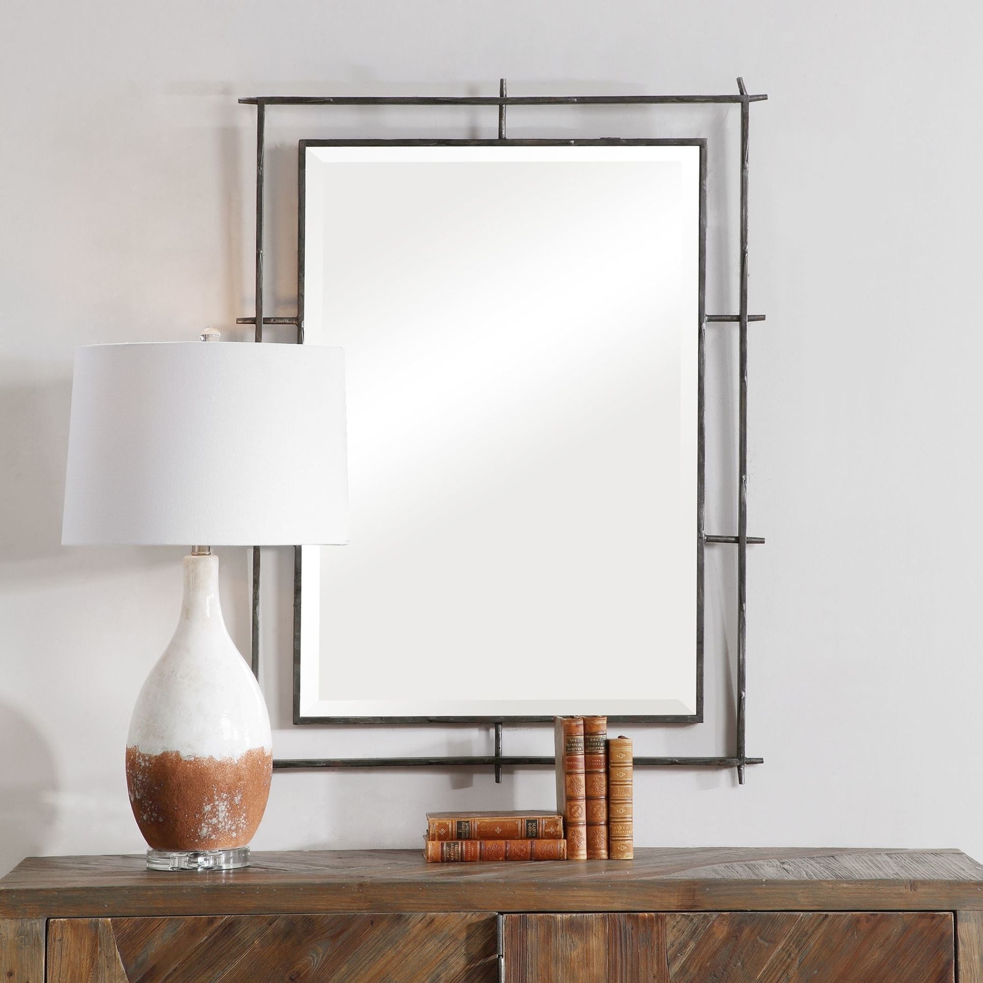Uttermost Ironworks 41" x 39" Industrial Iron Framed Bathroom Mirror