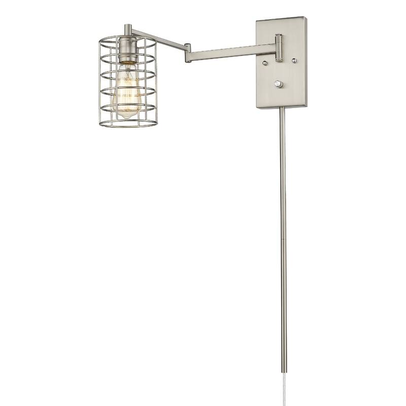 32"H Modern Plug-in Wall Sconce with LED Option and Dimmable Hanging Light Fixture Steel Frame - 32" H x 5" W x 20.75" D