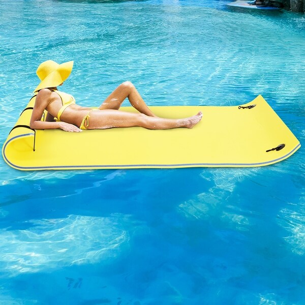 A/O 67x 22 Floating Water Pad Mat with Rolling Pillow Design Roll-Up Floating Island for Pool Lake Ocean Boat Bouncy Tear-Resistant XPE Foam