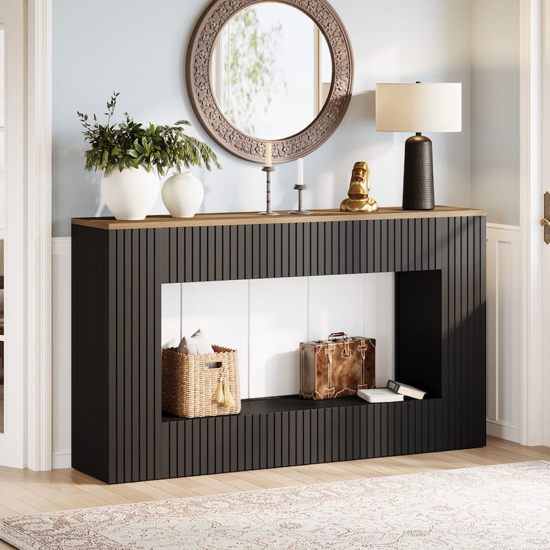 Modern Console Table, 55-Inch Wood Entryway Table with Storage