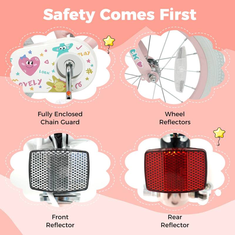 Costway 12/14/16/18 Inch Kids Bike for Girls Boys Age 3-8 Years with - See Details