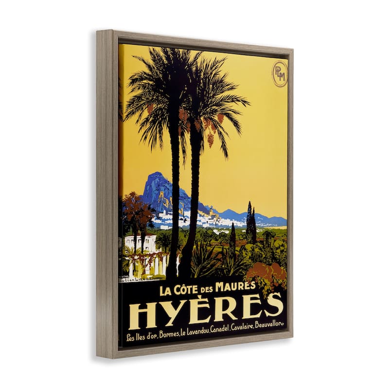 Stupell Vintage Tropical Travel Ad Framed Floater Canvas Wall Art Design By Marcus Jules