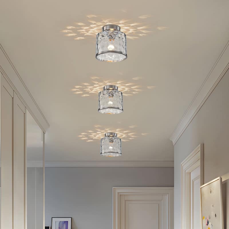 Starsky Modern Round Clear Glass Semi-Flush Mount