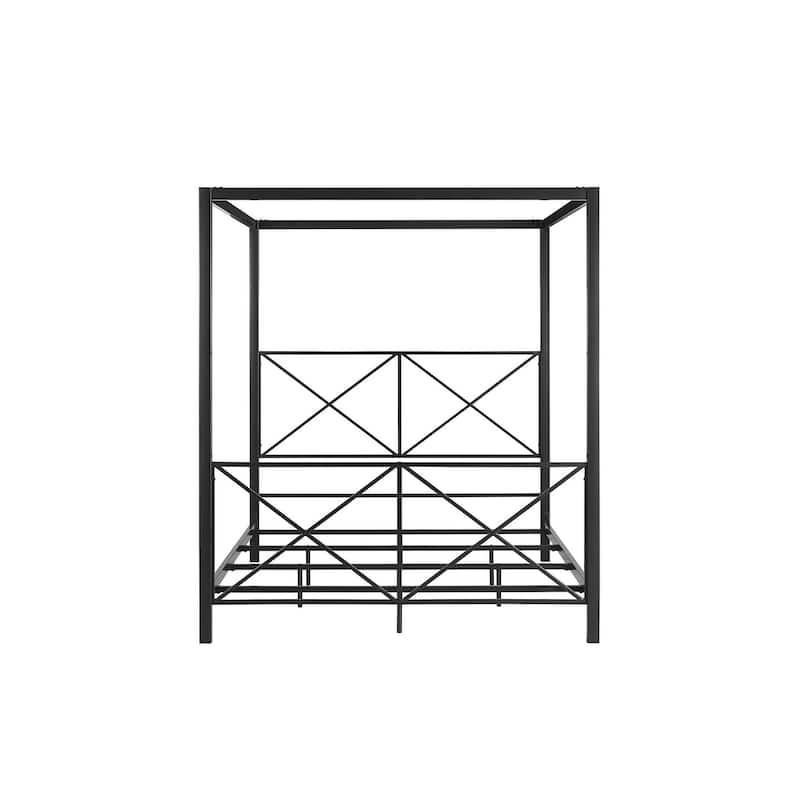 Avenue Greene Rosemarie Canopy Metal Bed, Black