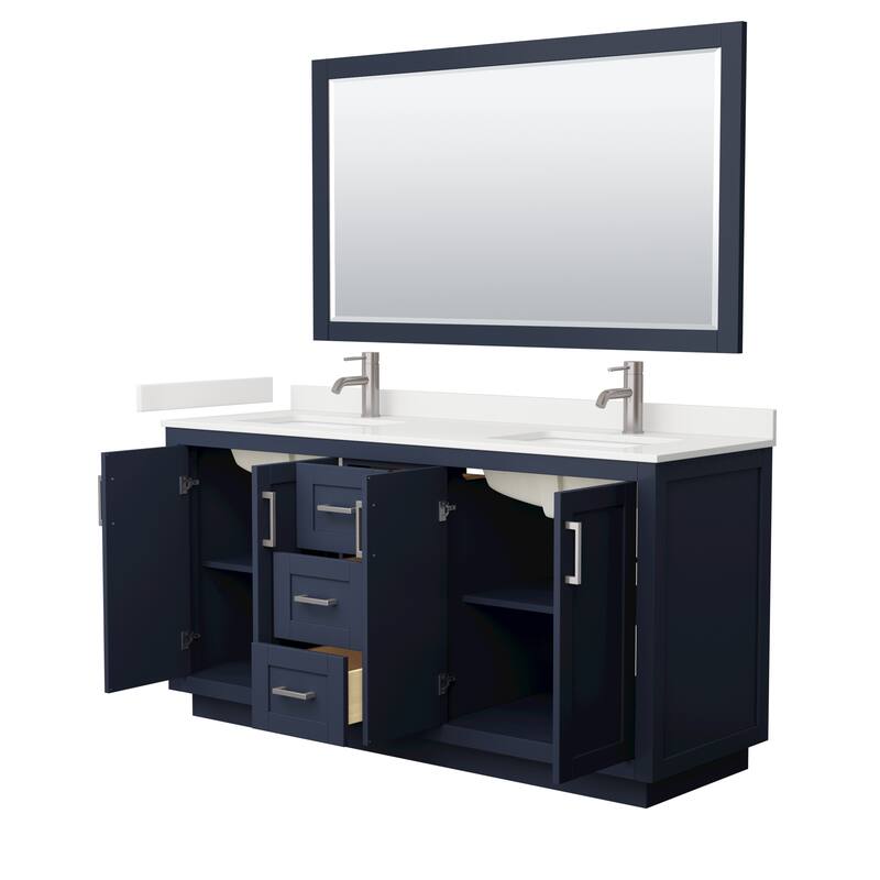 Miranda 66-inch Double Vanity, Quartz Top, 58-inch Mirror