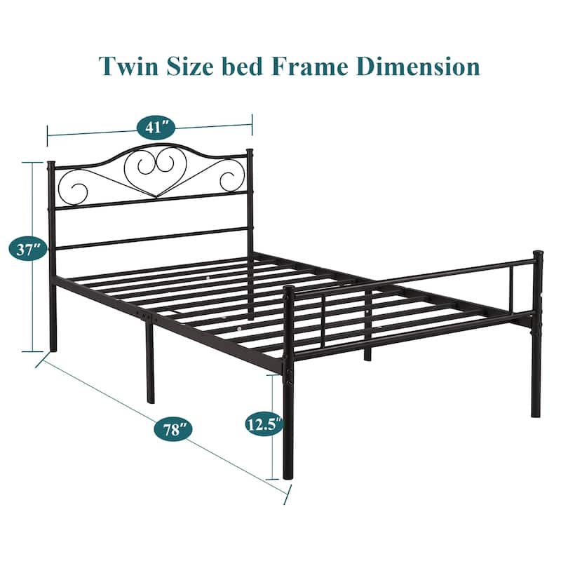 Javlergo Metal Platform Bed Frame with Modern Headboard, No Box Spring Needed